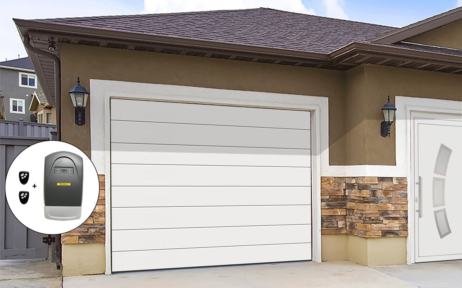 Porte de garage sectionnelle mono ligne 2400 x 2000 Blanche